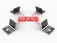 Graphic of four portable computers connected with the word "NEWS"